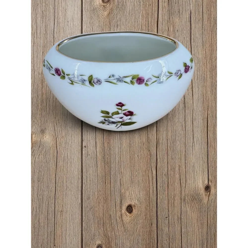 VTG Otagiri Rose Bouquet floral porcelain petite vase pink red white cottagecore